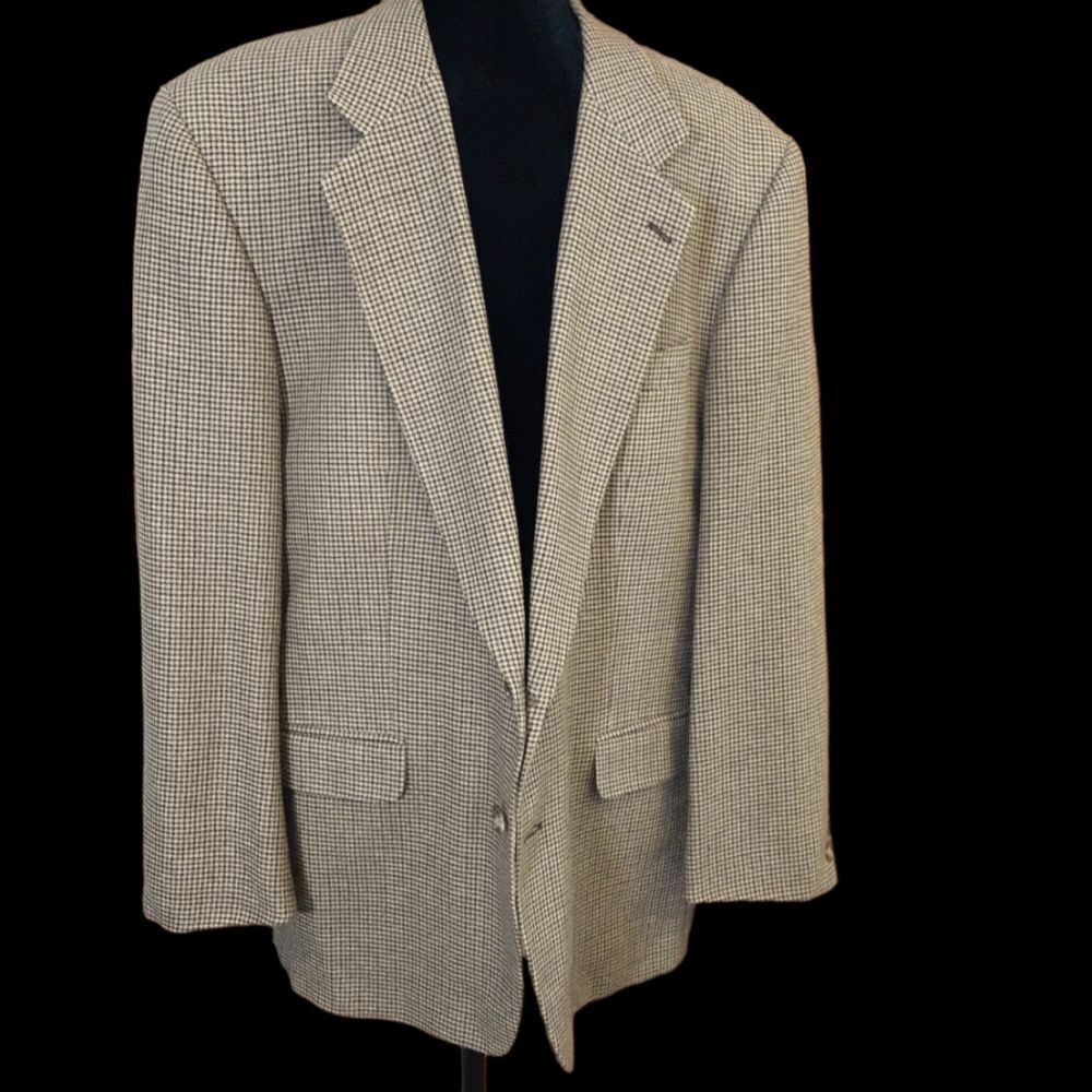 Mark Alexander Jacket Silk/Wool‎ Subtle Checks Taupe Men's size 44 Regular